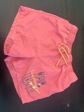 ASOS Pink Swim Trunks with Yellow Drawstring